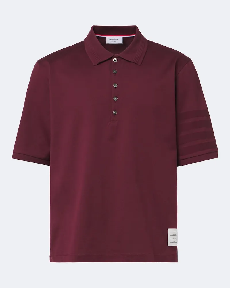 Thom Browne Polo 4-Bar in cotone Borgogna