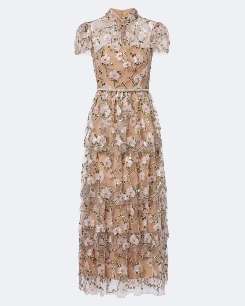 Self-Portrait Abito midi con paillettes Rosa