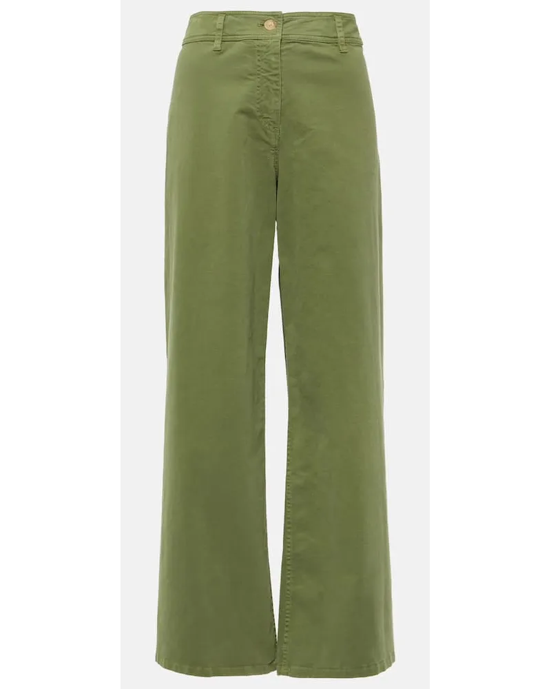 Nili Lotan Pantaloni a gamba larga Megan in cotone Verde