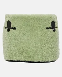 BLANCHA Minigonna in shearling con pelle Verde