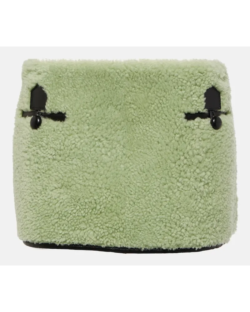 BLANCHA Minigonna in shearling con pelle Verde