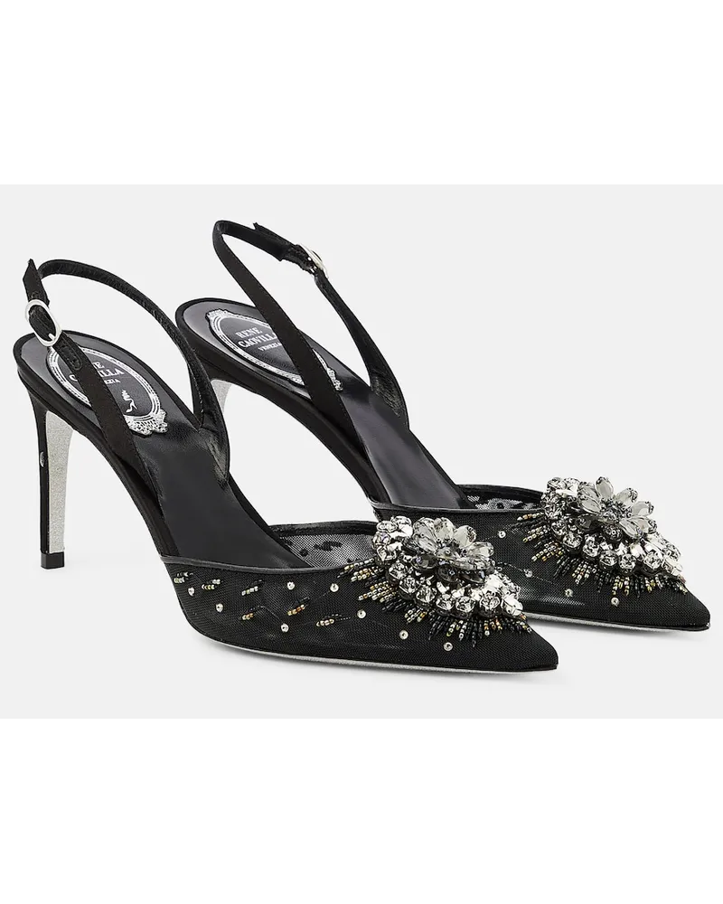 René Caovilla Pumps slingback con cristalli Metallizzato