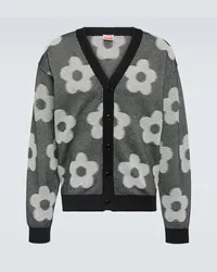 Kenzo Cardigan Flower Spot in cotone jacquard Nero