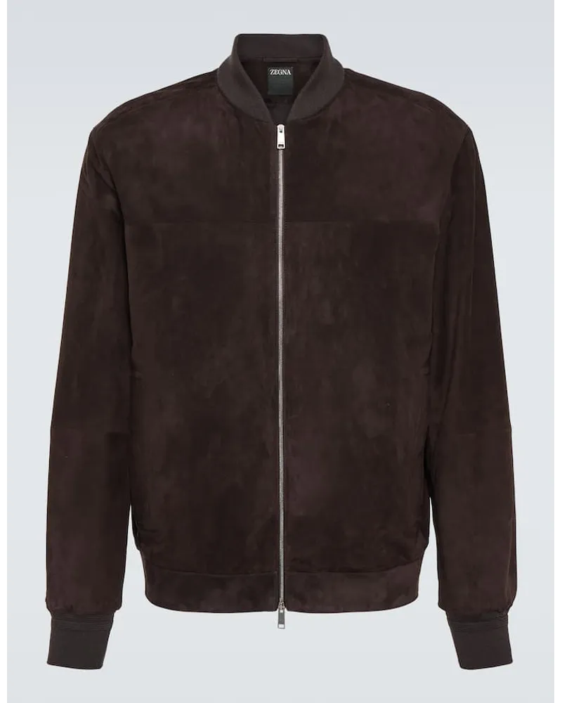 Ermenegildo Zegna Bomber in suede Marrone