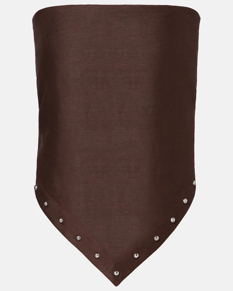 STAUD Top Samara in lino Marrone