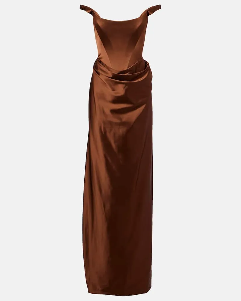 Vivienne Westwood Abito lungo Nova Camille in raso Marrone