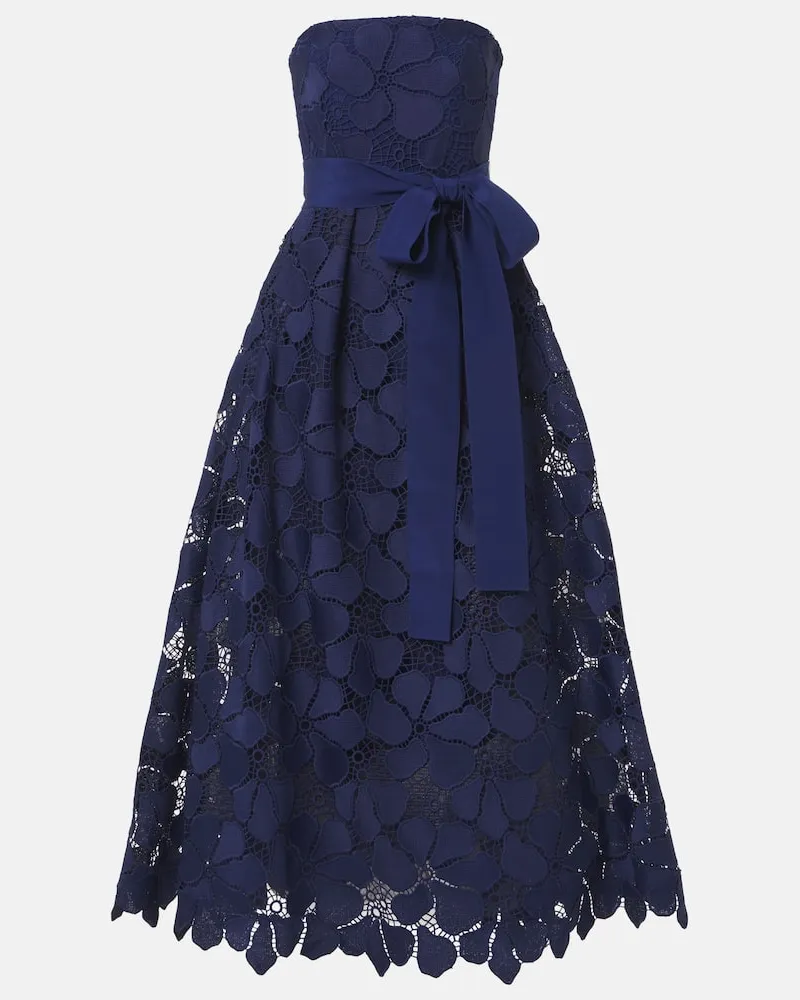 Elie Saab Abito lungo bustier in pizzo Blu