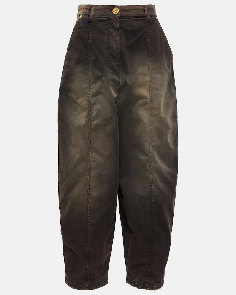 Balmain Jeans tapered a vita alta Marrone
