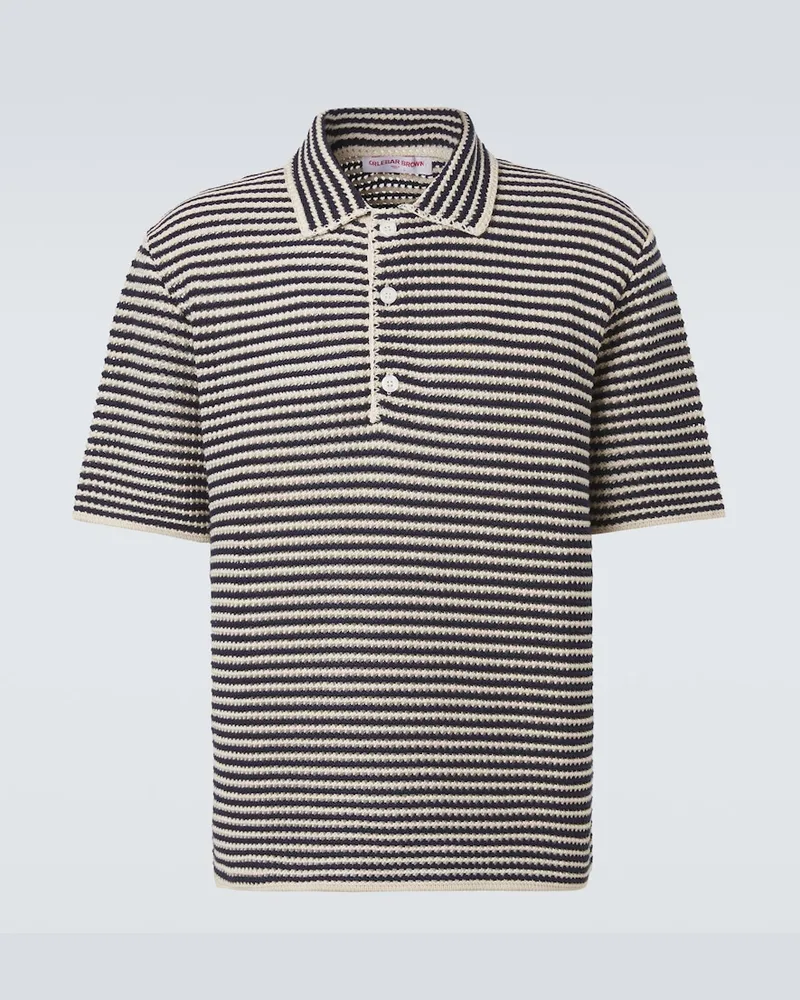 Orlebar Brown Pullover Lowry in crochet di cotone a righe Blu