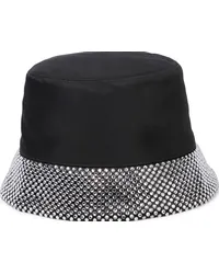 Prada Cappello da pescatore in nylon con cristalli Nero