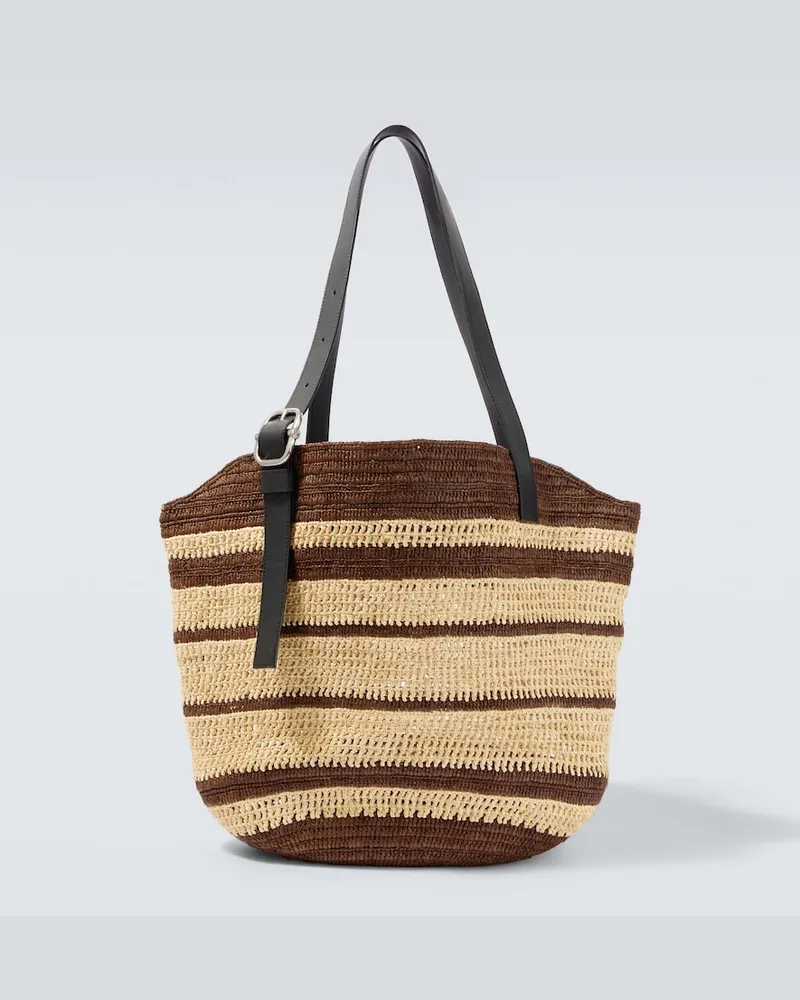 Loewe Paula's Ibiza â Shopper Loop in rafia Beige
