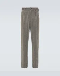 Giorgio Armani Pantaloni Herringbone in misto lana Multicolore