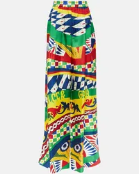 Dolce & Gabbana Pantaloni Carretto in seta a vita alta Multicolore