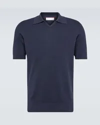 Brunello Cucinelli Polo in cotone a coste Blu