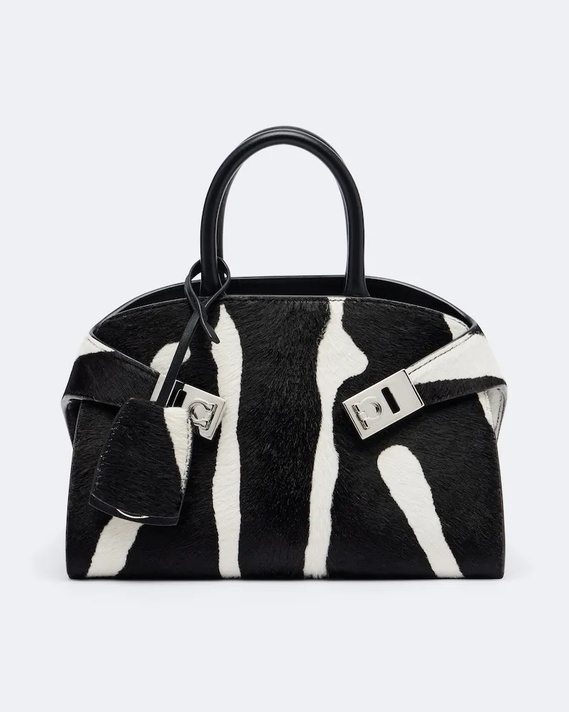 Ferragamo Borsa a Hug Small in cavallino stampato Nero