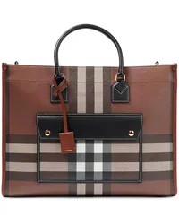 Burberry Borsa Freya Medium in canvas Marrone