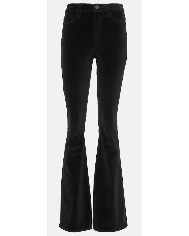 Frame Denim Pantaloni Le High Flare Velveteen in velluto Nero