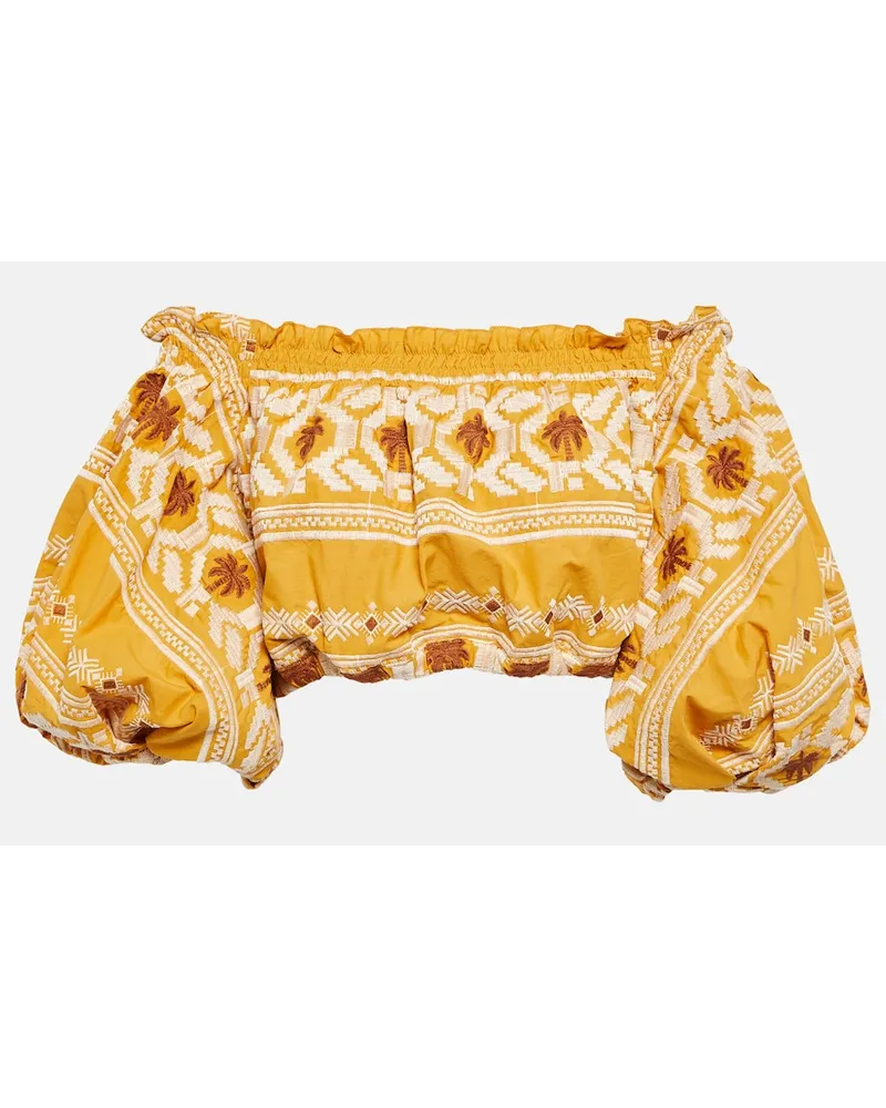 Johanna Ortiz Top cropped CaÃ±averal in cotone Giallo