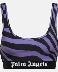 Palm Angels Top sportivo con stampa zebrata Viola