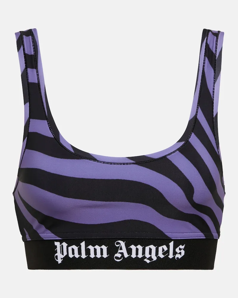Palm Angels Top sportivo con stampa zebrata Viola