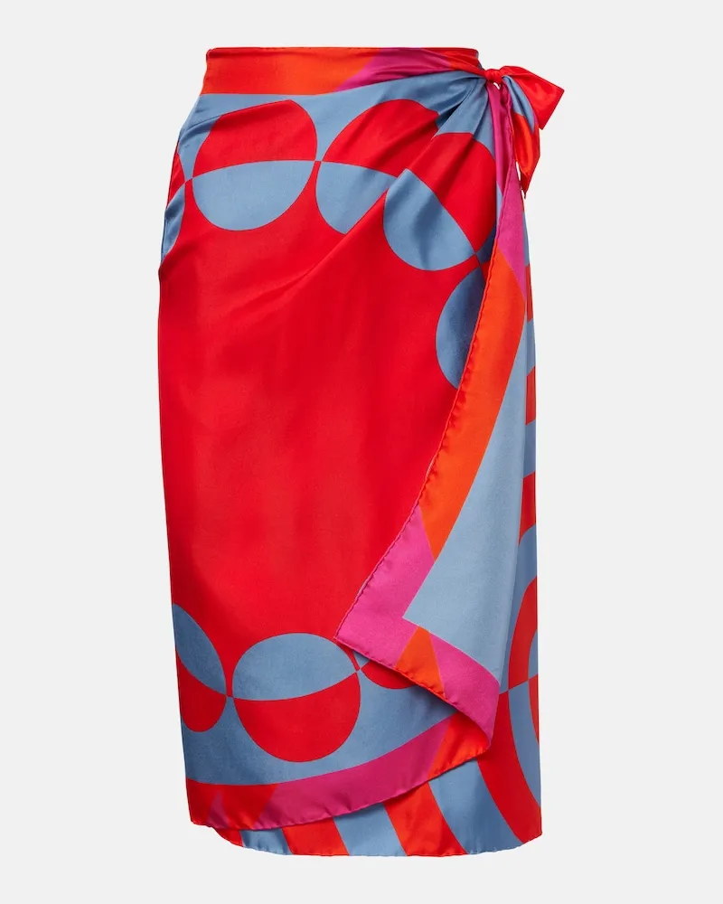 Dries van Noten Gonna a portafoglio in seta Rosso