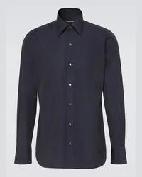 Tom Ford Camicia in popeline di cotone Blu