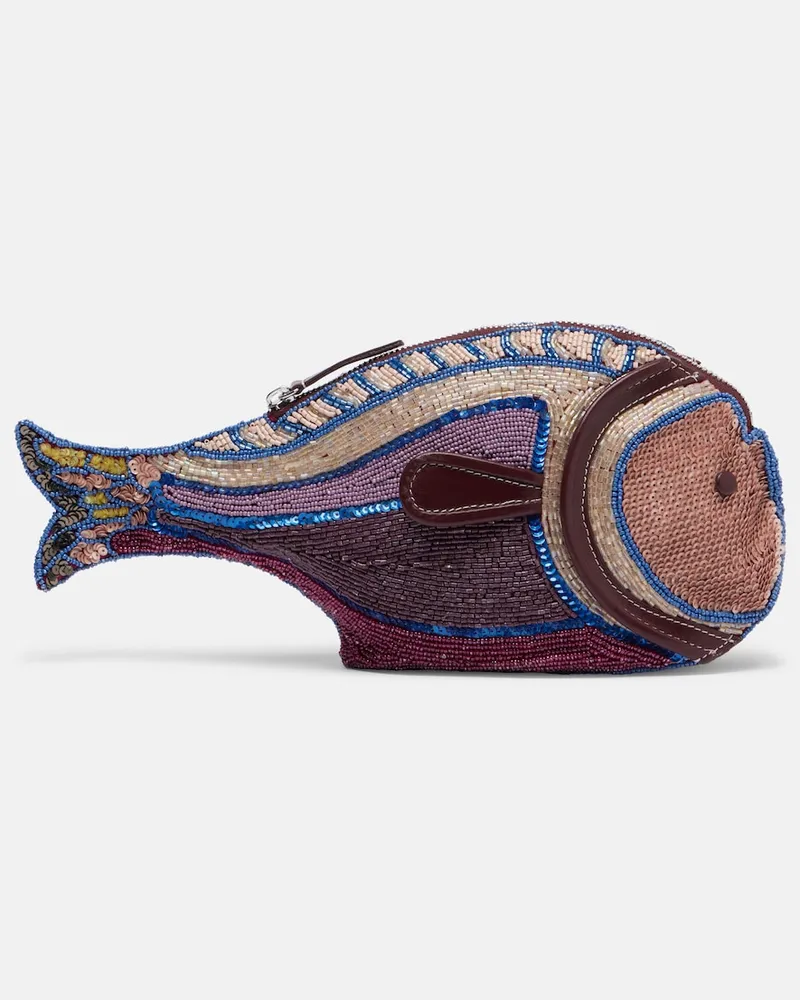 STAUD Clutch Pesce con perline Multicolore