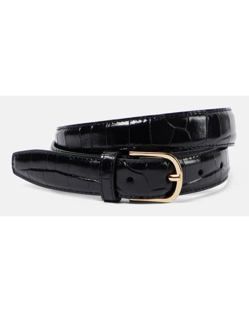 Totême Cintura Slim in pelle con stampa Nero