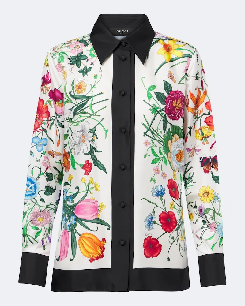 Gucci Camicia Gucci Flora in twill di seta Multicolore