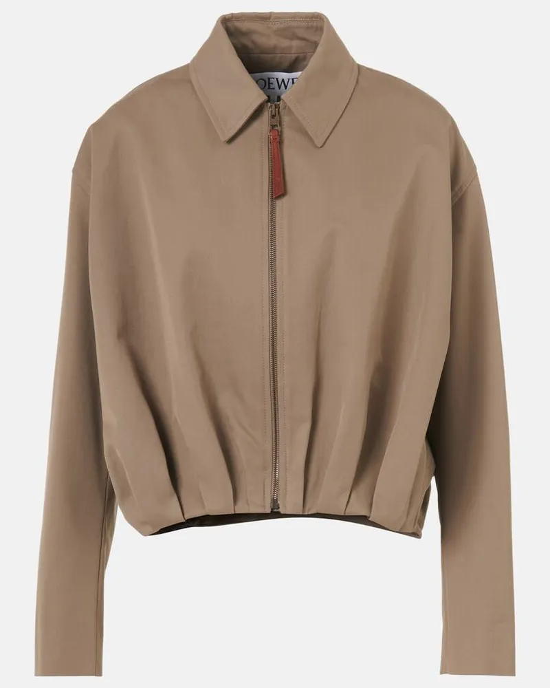 Loewe Giacca blouson in twill di cotone e seta Marrone