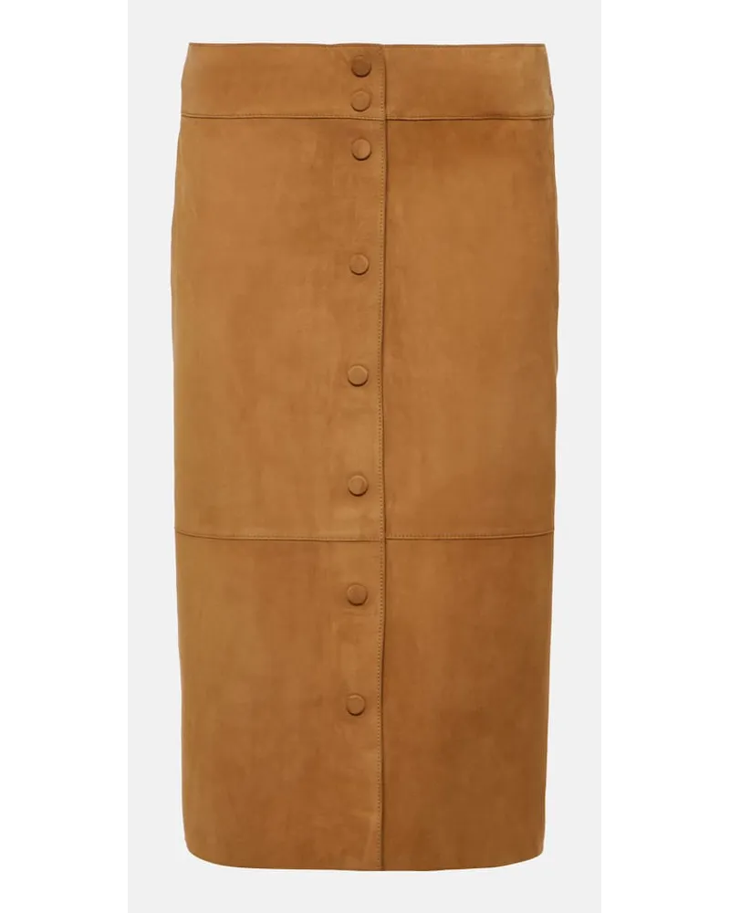 Yves Salomon Gonna midi in pelle a vita alta Marrone