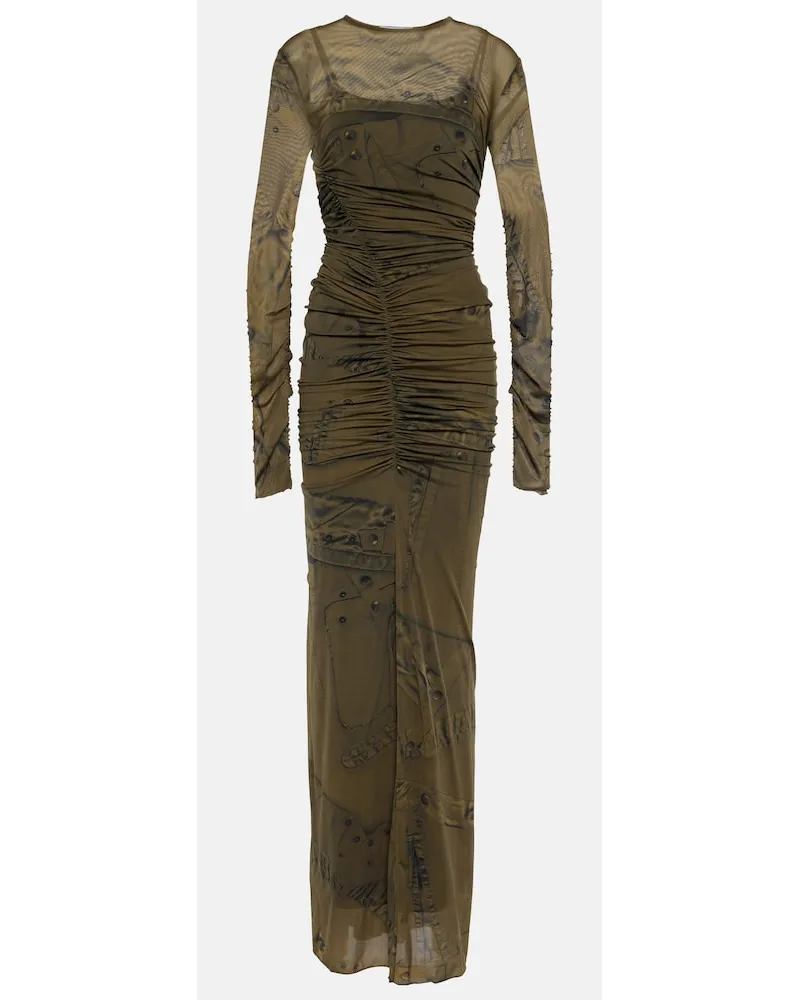 Blumarine Abito lungo in jersey con stampa Verde