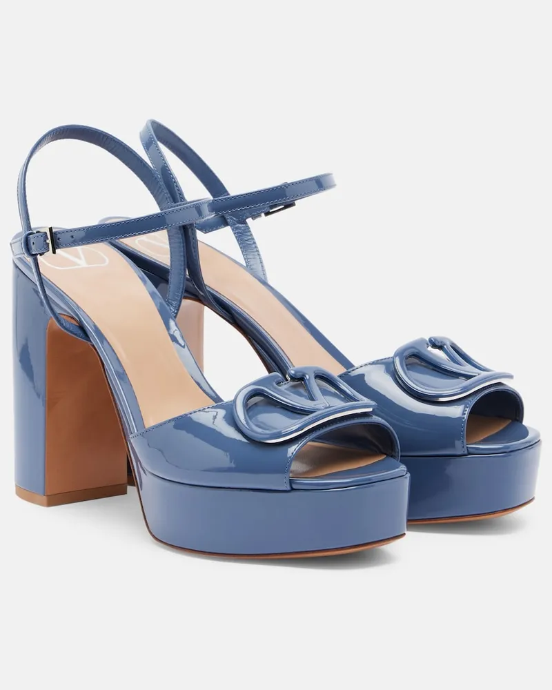 Valentino Garavani Sandali VLogo in vernice con plateau Blu