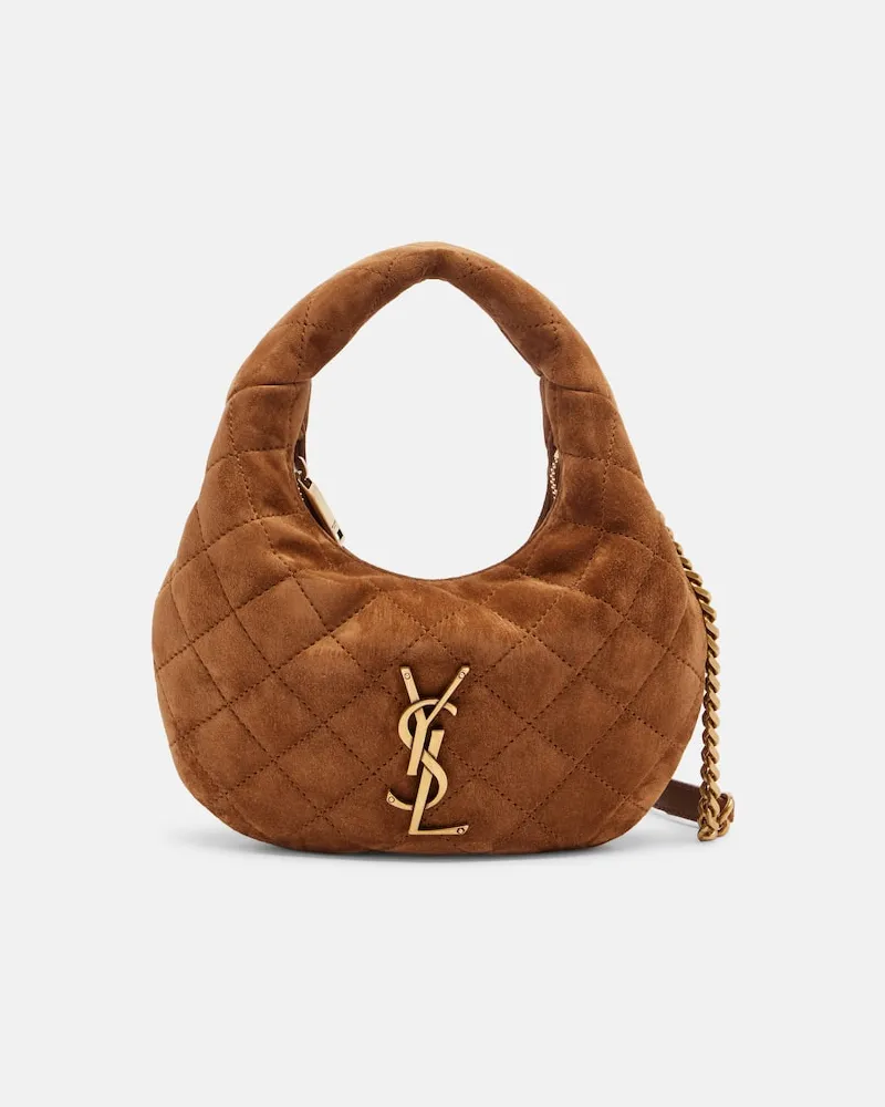 Saint Laurent Borsa a mano Icare Mini in suede Marrone