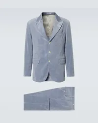 Brunello Cucinelli Abito monopetto in misto cotone Blu