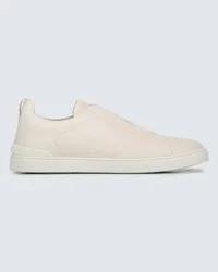 Ermenegildo Zegna Sneakers Triple Stitch in pelle Neutro