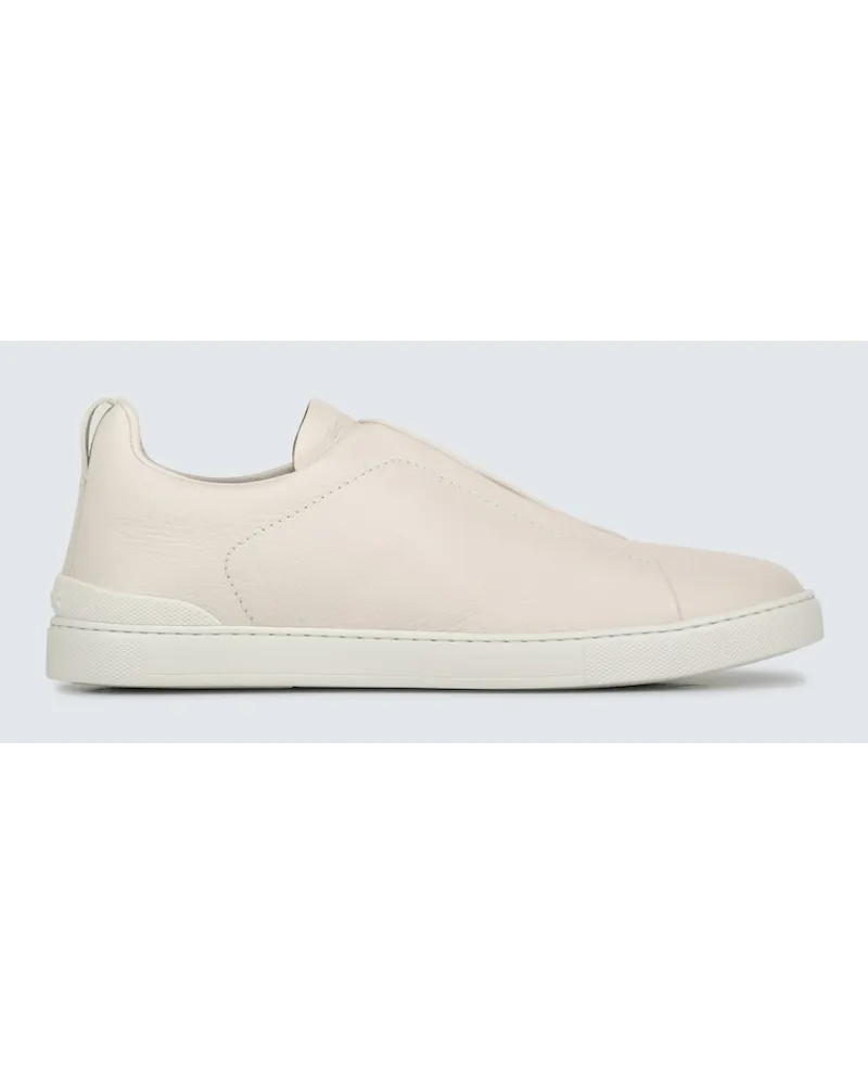 Ermenegildo Zegna Sneakers Triple Stitch in pelle Neutro