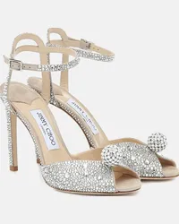 Jimmy Choo Sandali Sacora 100 in suede con cristalli Argento