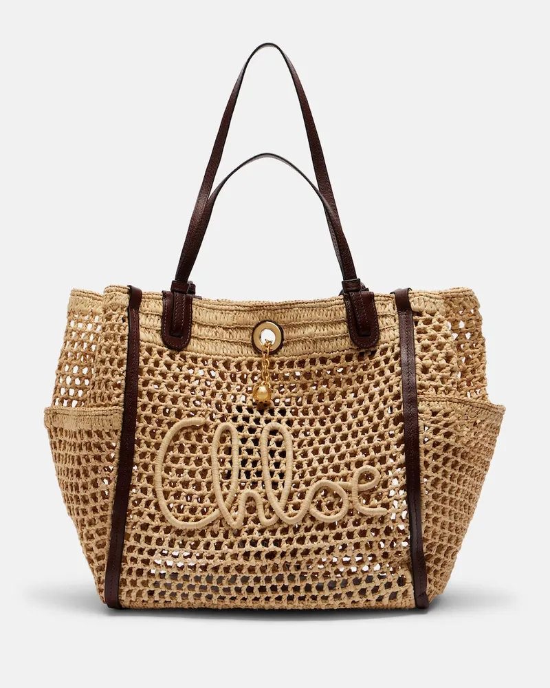 Chloé ChloÃ© x Made For A Woman â Borsa a spalla Iconic in rafia Beige