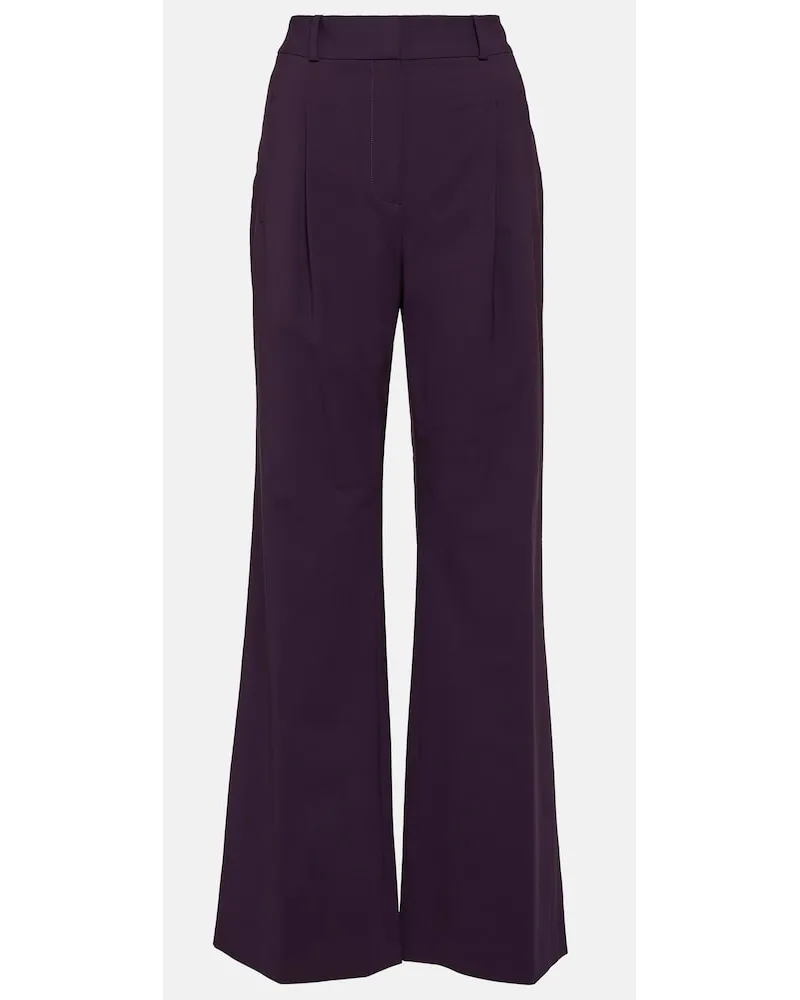 Veronica Beard Pantaloni Ollie in misto lana a gamba larga Viola