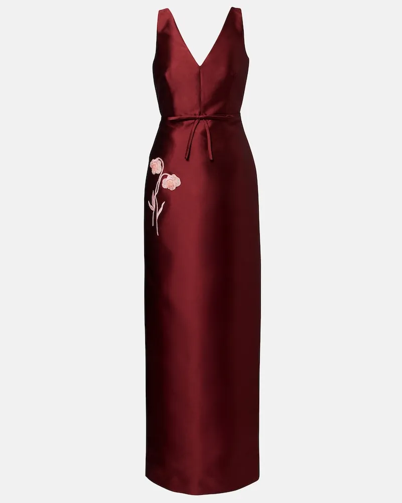 Erdem Abito lungo in satin Borgogna
