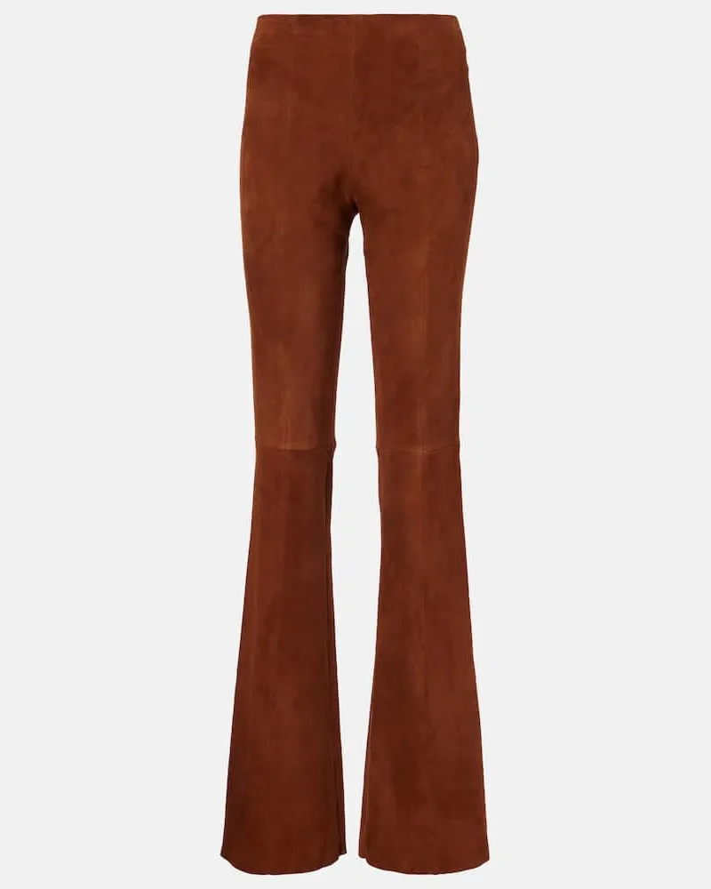 Stouls Pantaloni flared Gege in suede Marrone