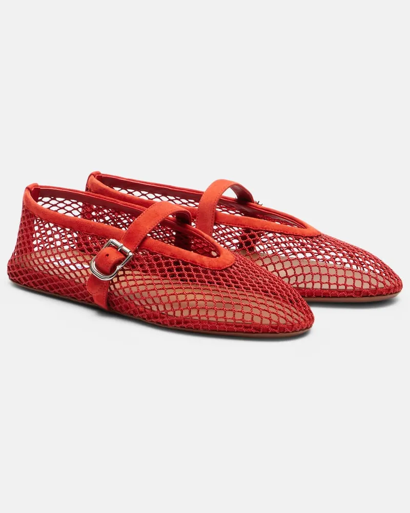 Alaïa AlaÃ¯a Ballerine a rete con pelle Rosso