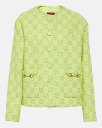 Gucci Giacca Horsebit in bouclé di misto cotone GG Verde