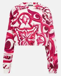 Dolce & Gabbana Felpa cropped Maiolica in jersey di cotone Rosa