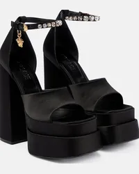 Versace Sandali Medusa Aevitas in raso con plateau Nero