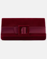 Manolo Blahnik Clutch Maygot in velluto con raso Rosso