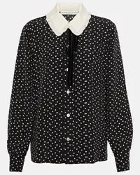 Alessandra Rich Blusa in misto seta a pois Nero