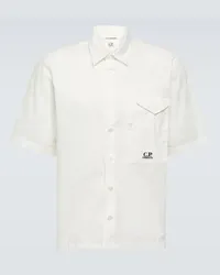 C.P. Company Camicia in popeline di cotone con logo Bianco