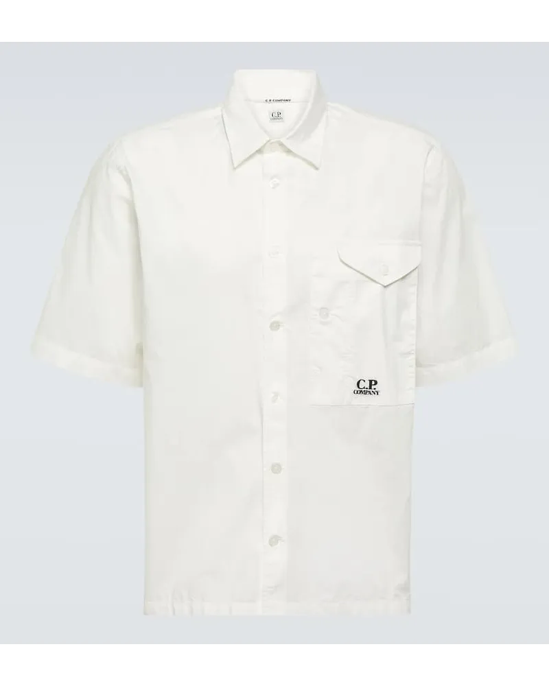 C.P. Company Camicia in popeline di cotone con logo Bianco